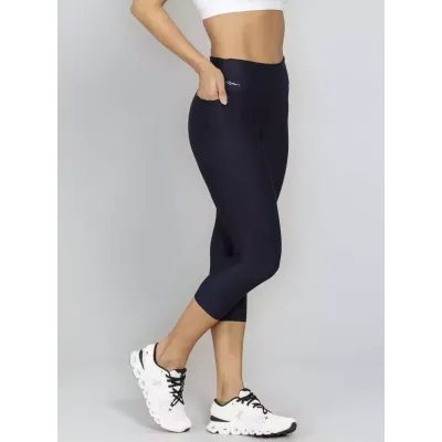 Calça Corsário Run More 08213 Preta Com Bolso