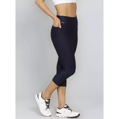 Calça Corsário Run More 08213 Preta Com Bolso