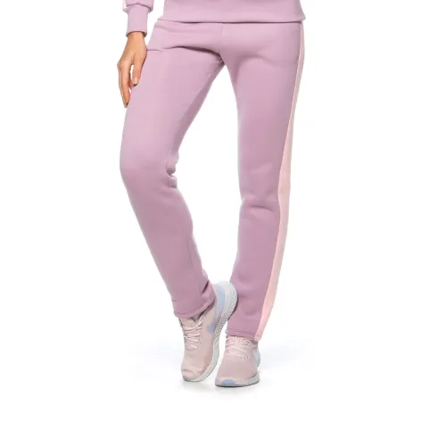 Calça Reta Rolamoça Run More Moletom Roxa Com Listra - 05256-RX11RS10