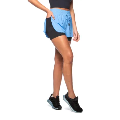 Short Duplo Run More 12243 Azul 14 Preto