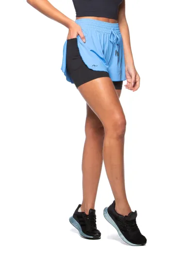 Short Duplo Run More 12243 Azul 14 Preto