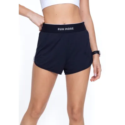 Short Duplo Run More 12260 Preto Branco