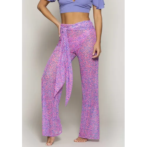 Calça Pantalona de Tule Estampado Run More - 05290 SUF 001B