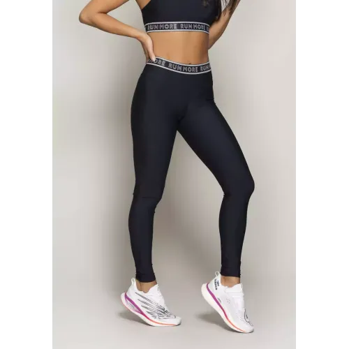 Calça Legging Run More Cós com Elástico Preta - 06697-PT
