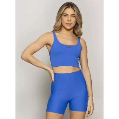 Top Média Sustentação Run More 04512 Azul 01 Preto