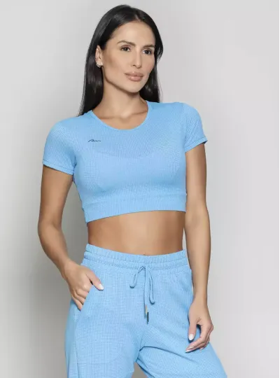 Blusa Cropped Run More 01613 Azul 38