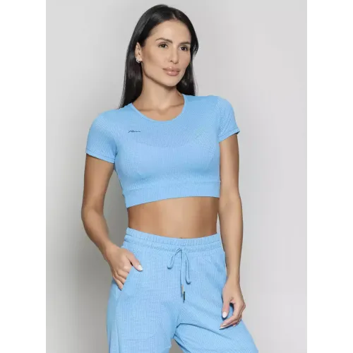 Blusa Cropped Run More 01613 Azul 38