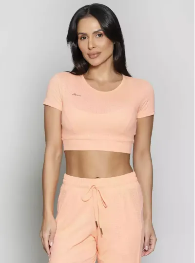 Blusa Cropped Run More 01613 Laranja 24