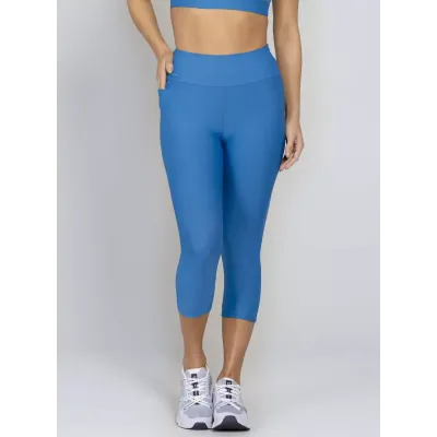 Calça Corsário Run More 08213 Azul 27 Com Bolso