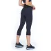 Calça Corsário Rolamoça Run More Emana Cós Alto Preta - 08212-PT