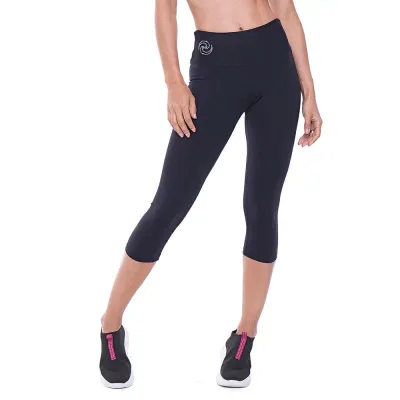 Calça Corsário Rolamoça Supplex Preta - 08204-PT