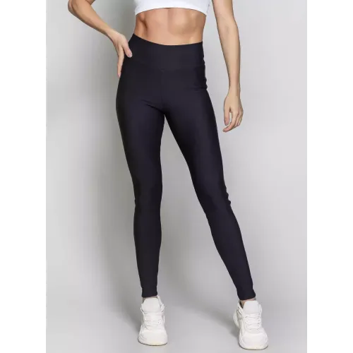 Calça Legging Montaria Rolamoça Run More Cintura Alta Body Fit Preta - 06531-PT