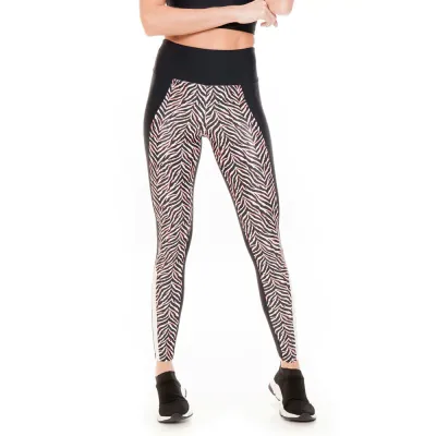 Calça Legging Rolamoça Compression Cintura Alta e Recorte Estampado - 06577-SB911PT