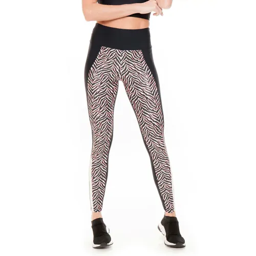 Calça Legging Rolamoça Compression Cintura Alta e Recorte Estampado - 06577-SB911PT