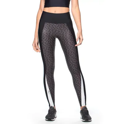 Calça Legging Rolamoça Compression Cintura Alta e Recorte Estampado - 06577-SB971PT
