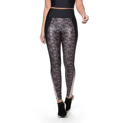 Calça Legging Rolamoça Compression Cintura Alta e Recorte Estampado - 06577-SB973PT