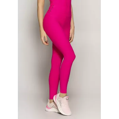 Calça Legging Rolamoça Run More Blocking Lace Up Rosa - 06688-RS04