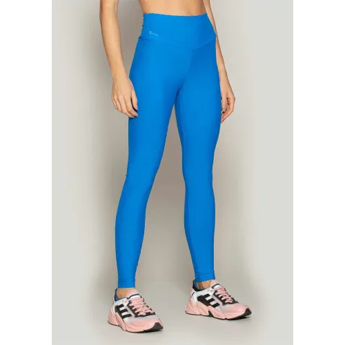 Calça Legging Rolamoça Run More Compression Cós Alto Blocking Azul - 06583-AZ03
