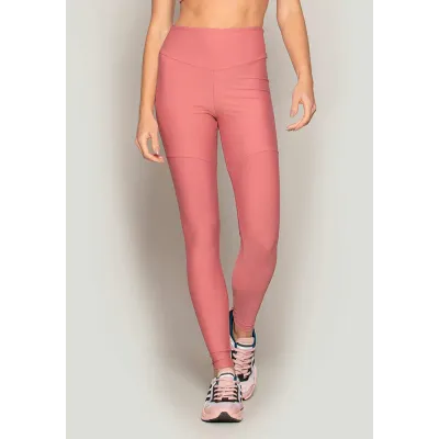 Calça Legging Rolamoça Run More Compression Cós Alto Blocking Rosa - 06583-RS24