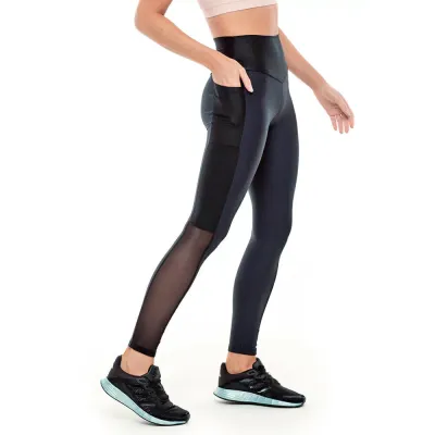 Calça Legging Rolamoça Run More Compression Premim Com Bolso Preta - 06646-PT