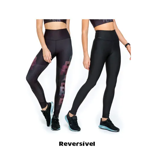 Calça Legging Rolamoça Run More Reversível Dual Sublime Cós Alto - 06572-SBF005