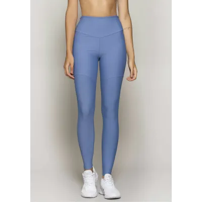 Calça Legging Rolamoça Run More Compression Cós Alto Blocking Azul - 06583-AZ18