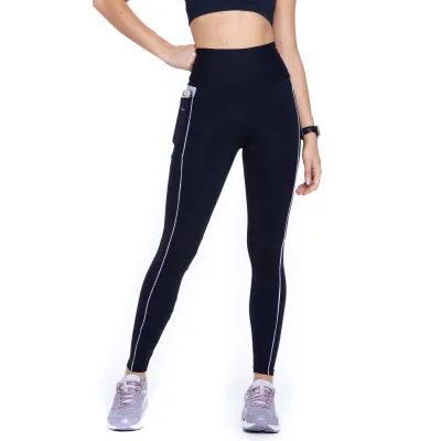 Calça Legging Rolamoça Run More Emana Cós Alto Com Bolso - 06644-PTRX23