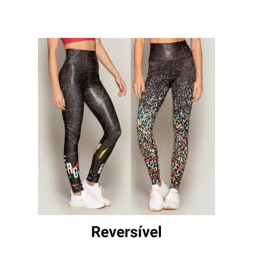 Calça Legging Rolamoça Run More Reversível Cintura Alta Print - 06554-SBF071
