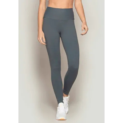 Calça Legging Rolamoça Power Fit Alta Compressão Cós Alto Cinza - 06550-CZ02