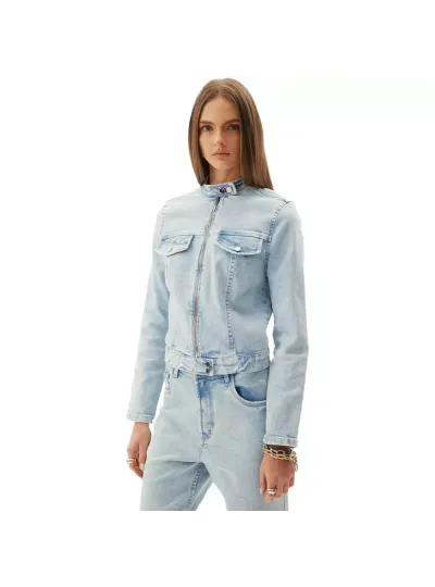 Jaqueta Jeans Easy Lança Perfume Biker AV24 Azul Feminino