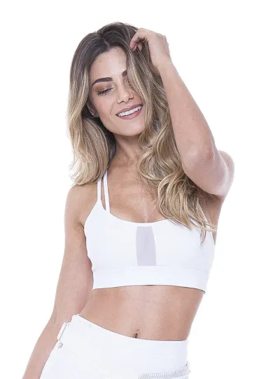 Top Rolamoça Fashion Microfoil Holográfico Branco - 04324-HLBC