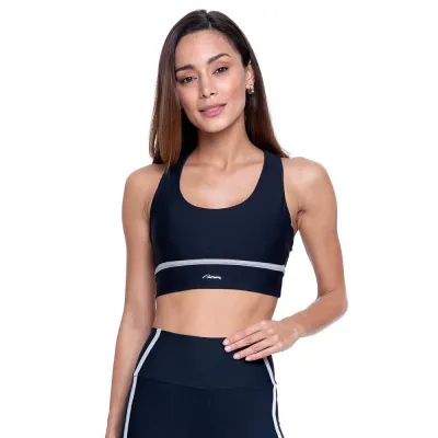 Top Rolamoça Run More Alongado Fashion Lines Preto - 04434-PT