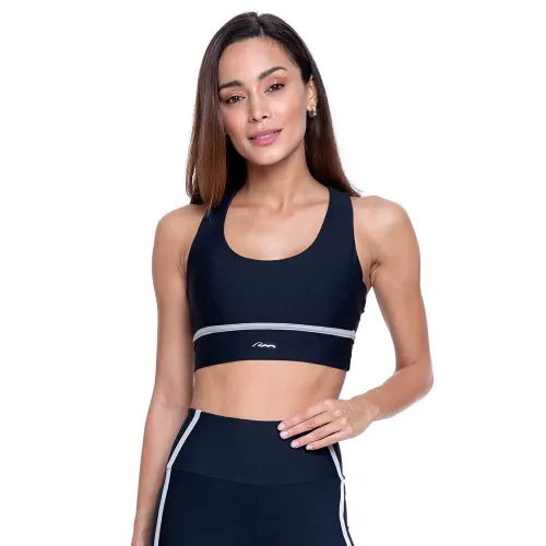 Top Rolamoça Run More Alongado Fashion Lines Preto - 04434-PT