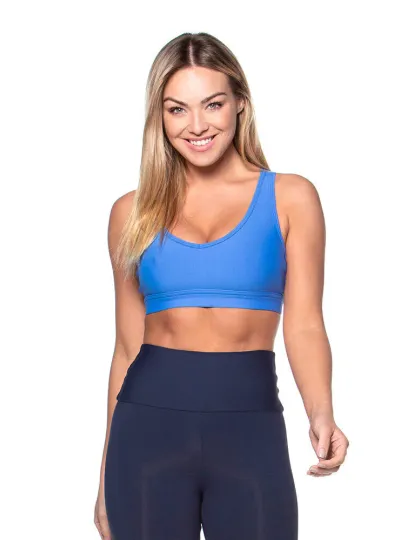 Top Rolamoça Run More Compression Tiras Cruzadas Azul - 04369-AZ01