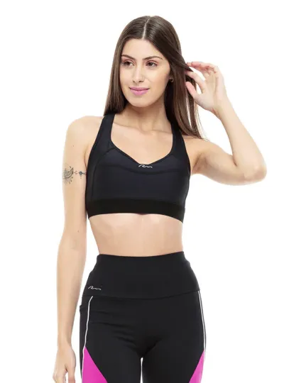 Top Rolamoça Run More Sustentação Máxima Compression Preto - 04428-PT