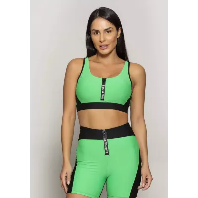 Top Rolamoça Run More Zíper Logo - 04506-VD12PT02