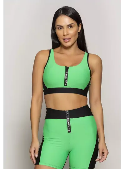 Top Rolamoça Run More Zíper Logo - 04506-VD12PT02