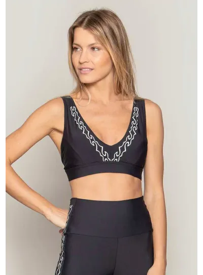 Top Rolamoça Runmore Crew RM Compression Preto - 04465-PTBC