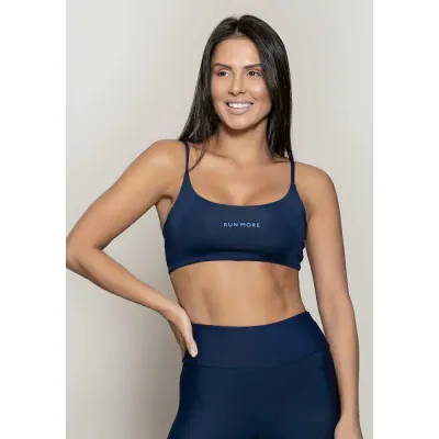 Top Rolamoça Runmore Faixa Com Alças Compression Azul - 04514-AZ21