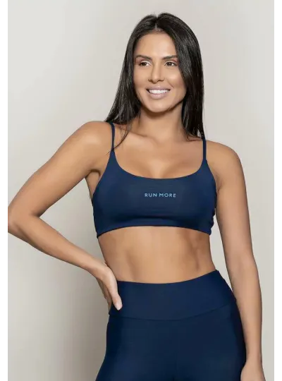 Top Rolamoça Runmore Faixa Com Alças Compression Azul - 04514-AZ21