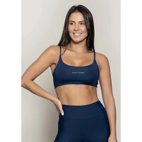 Top Rolamoça Runmore Faixa Com Alças Compression Azul - 04514-AZ21