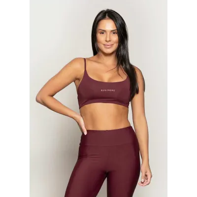 Top Rolamoça Runmore Faixa Com Alças Compression Bordo - 04514-BD03