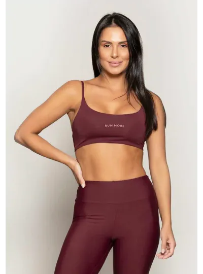 Top Rolamoça Runmore Faixa Com Alças Compression Bordo - 04514-BD03