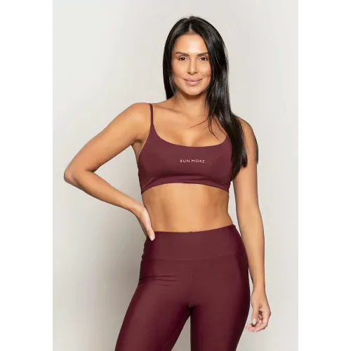 Top Rolamoça Runmore Faixa Com Alças Compression Bordo - 04514-BD03