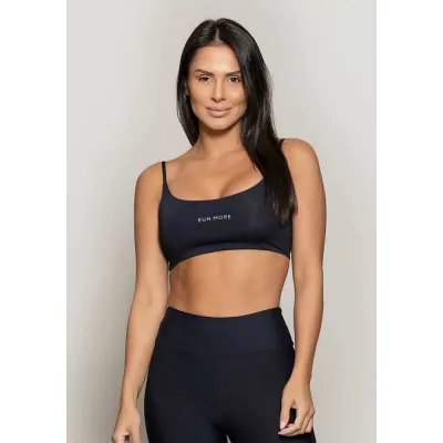 Top Rolamoça Runmore Faixa Com Alças Compression Preto - 04514-PT