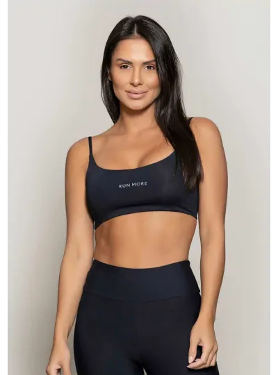 Top Rolamoça Runmore Faixa Com Alças Compression Preto - 04514-PT
