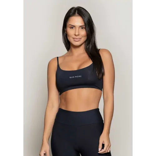 Top Rolamoça Runmore Faixa Com Alças Compression Preto - 04514-PT