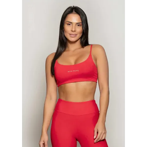 Top Rolamoça Runmore Faixa Com Alças Compression Vermelho - 04514-VM01