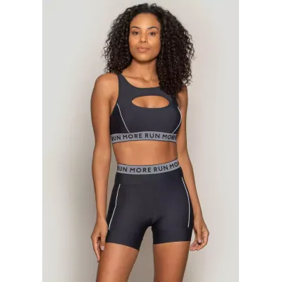 Top Rolamoça Runmore Para Corrida Compression Preto - 04456-PTBC
