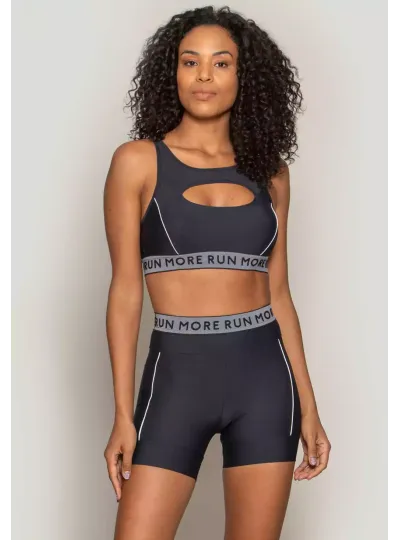 Top Rolamoça Runmore Para Corrida Compression Preto - 04456-PTBC